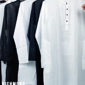 সাদা কালো 𝟐 পিস ধুতি কটন পান্জাবি