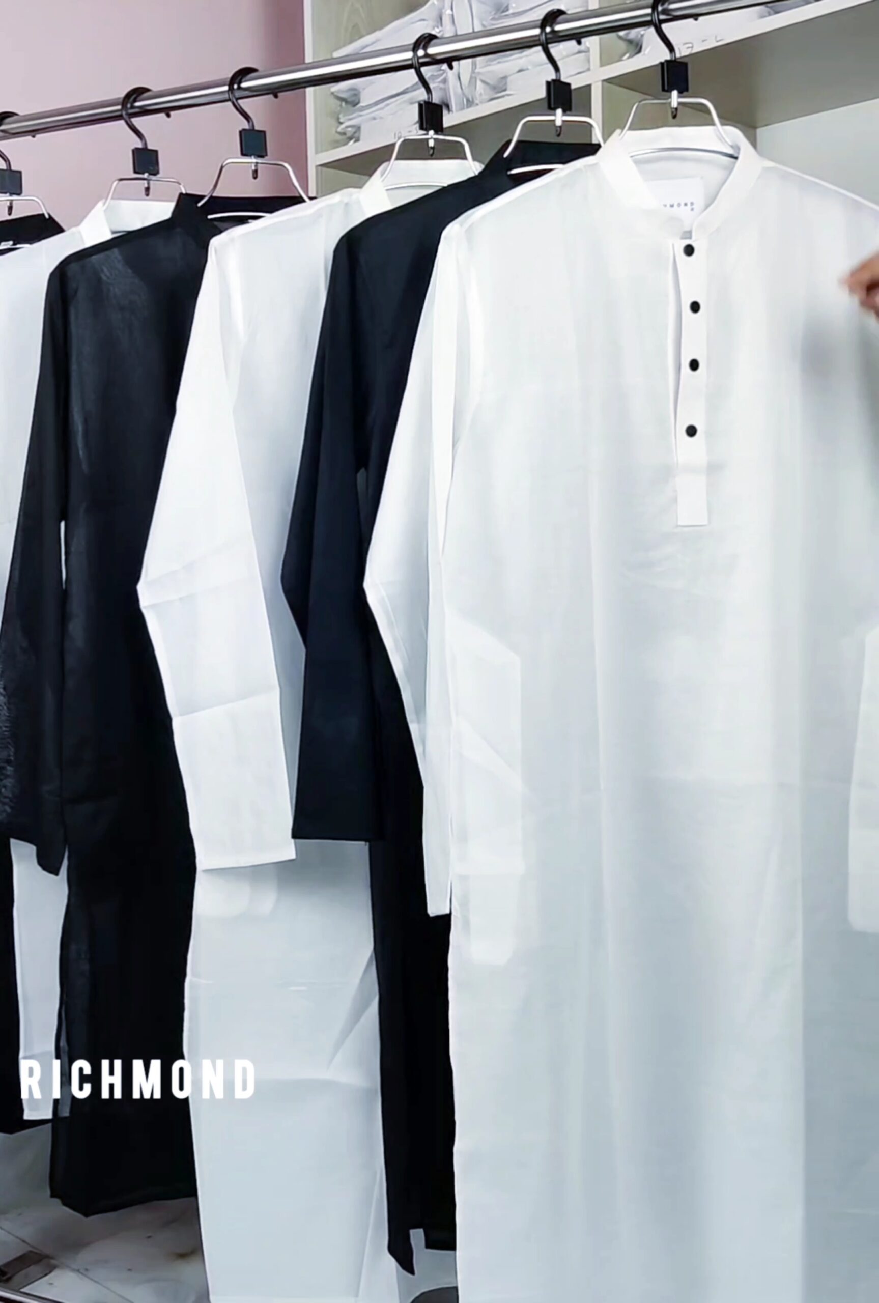 সাদা কালো 𝟐 পিস ধুতি কটন পান্জাবি