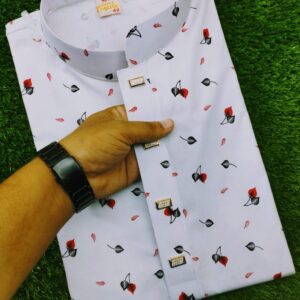 লাল বড় প্রিন্ট পাঞ্জাবী =কোড ১০২