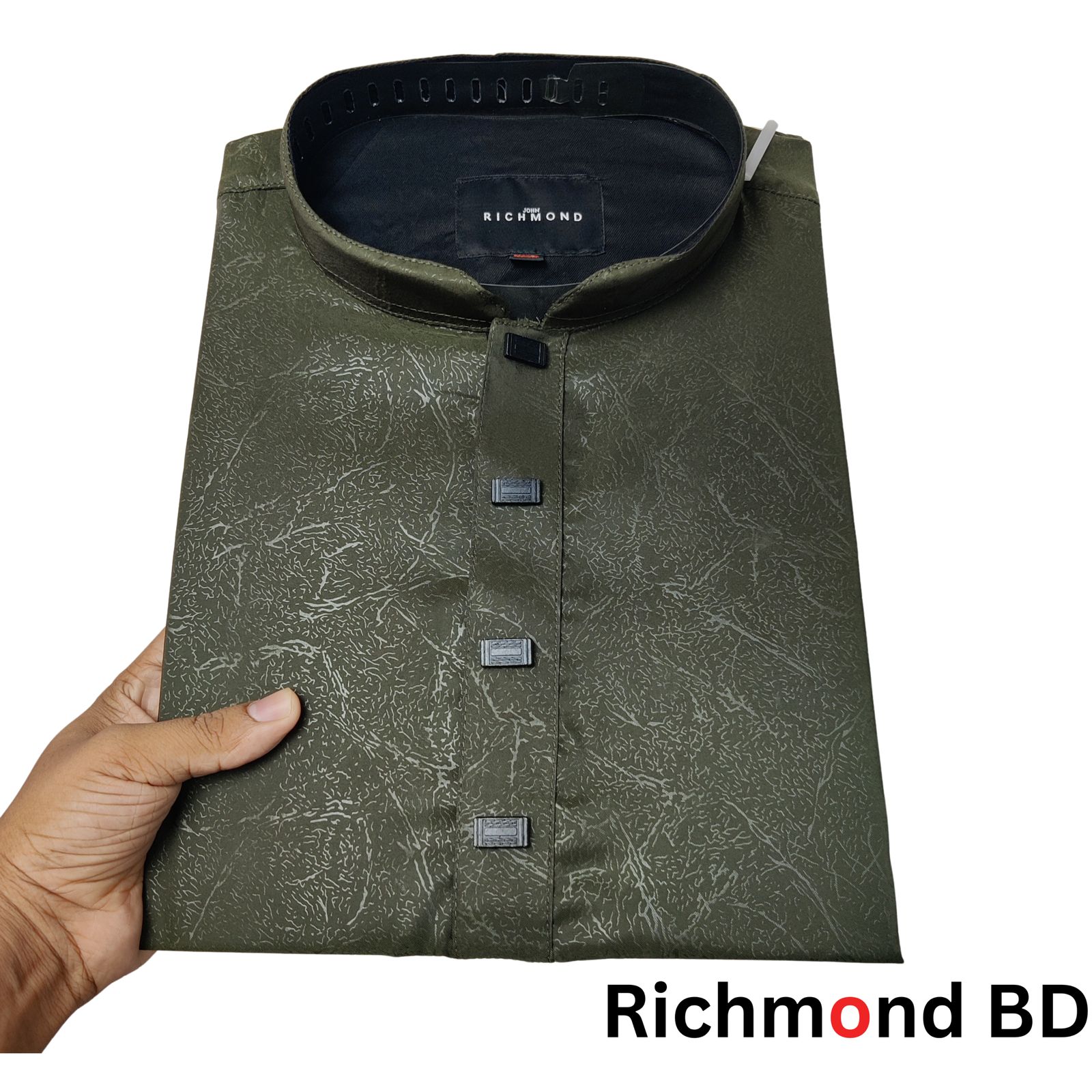 জ্যাকার্ড টেক্সচার্ড পাঞ্জাবি/কালার > Dark Green