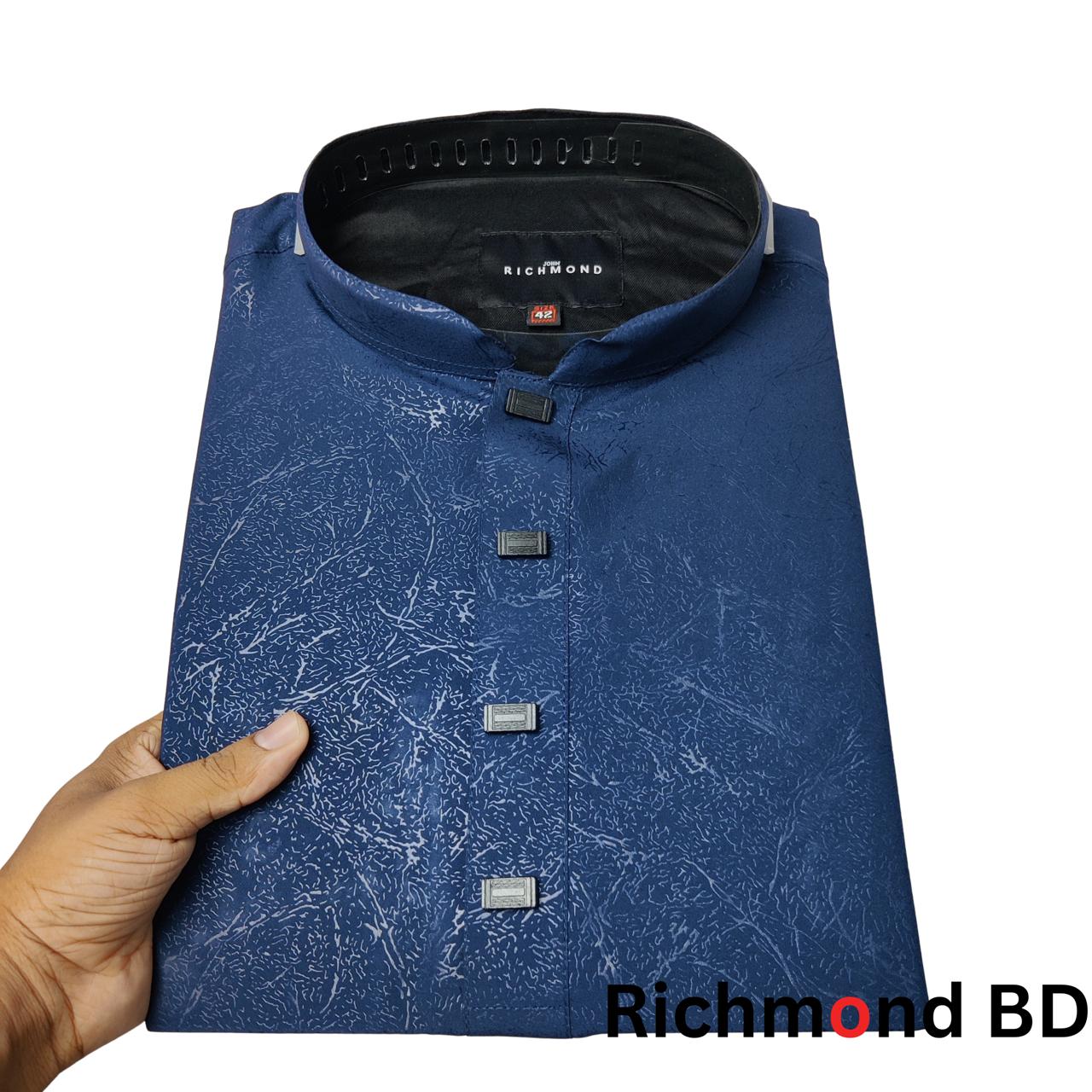 জ্যাকার্ড টেক্সচার্ড পাঞ্জাবি/কালার > Navy Blue