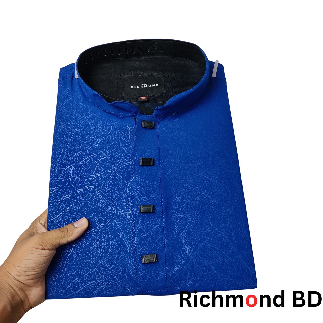 জ্যাকার্ড টেক্সচার্ড পাঞ্জাবি/কালার > Blue