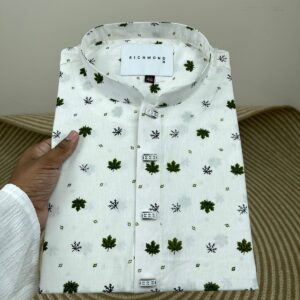 অলিভ গ্রিন ঝড়া পাতা প্রিন্ট পাঞ্জাবি